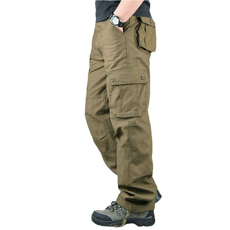 Men's Casual Cargo Pants Slim Fit Skinny Stretch Camo Pants Fashion Comfort  Outdoor Hiking Jeans Trousers with Multi Pockets 