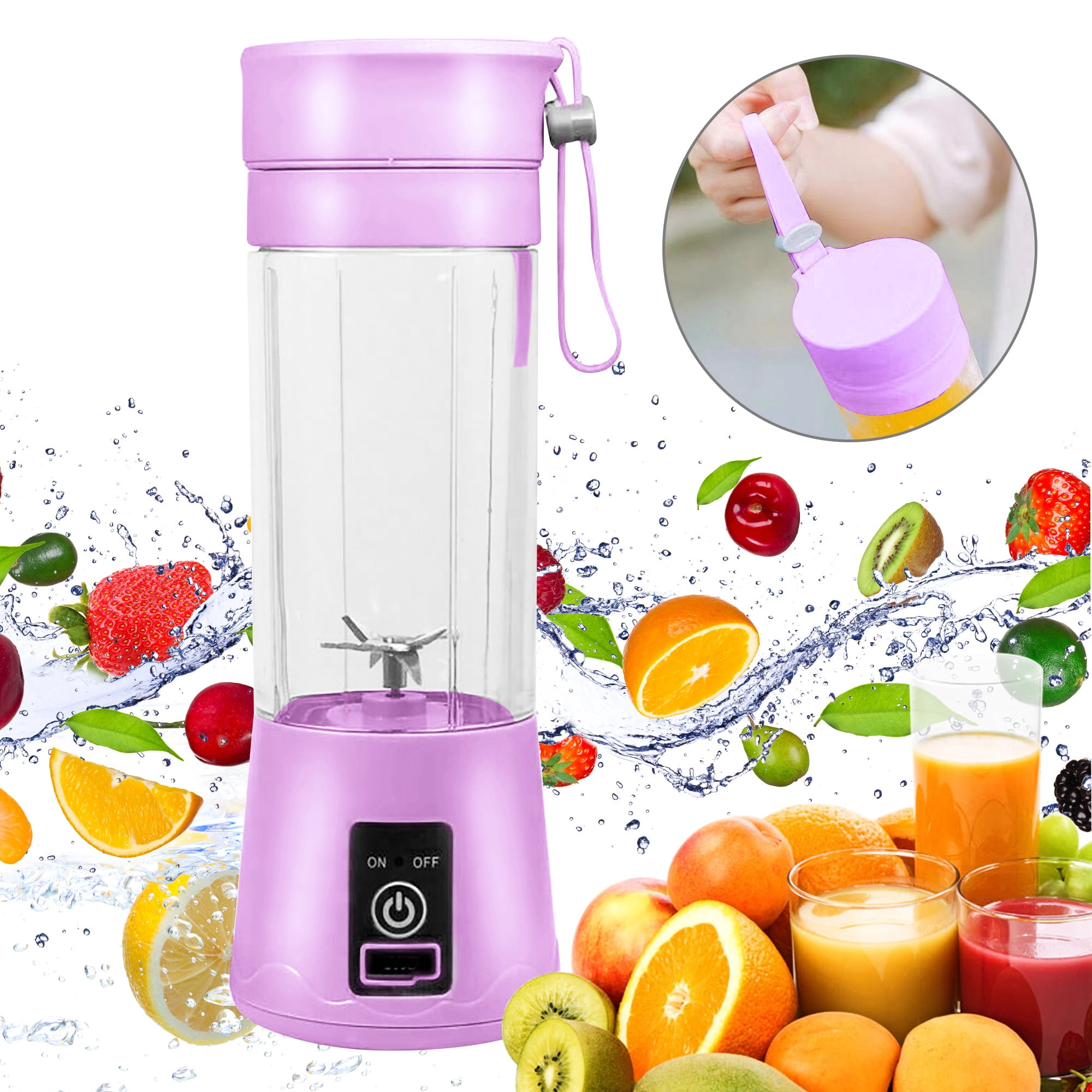 Youloveit Mini Juicer Cup 380ml Personal Blender Travel Fruit Juicer Mixer Cup Small Electric Safety Individual Blender Baby Food Mixing Machince with