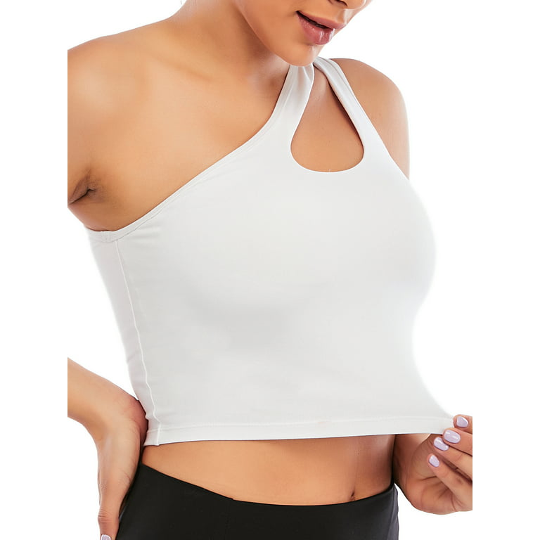 Women Padded Sports Bra, Daily Yoga Training Workout Athletic Cropped Tank  Tops with Removable Cups, White, Medium : : Clothing, Shoes 