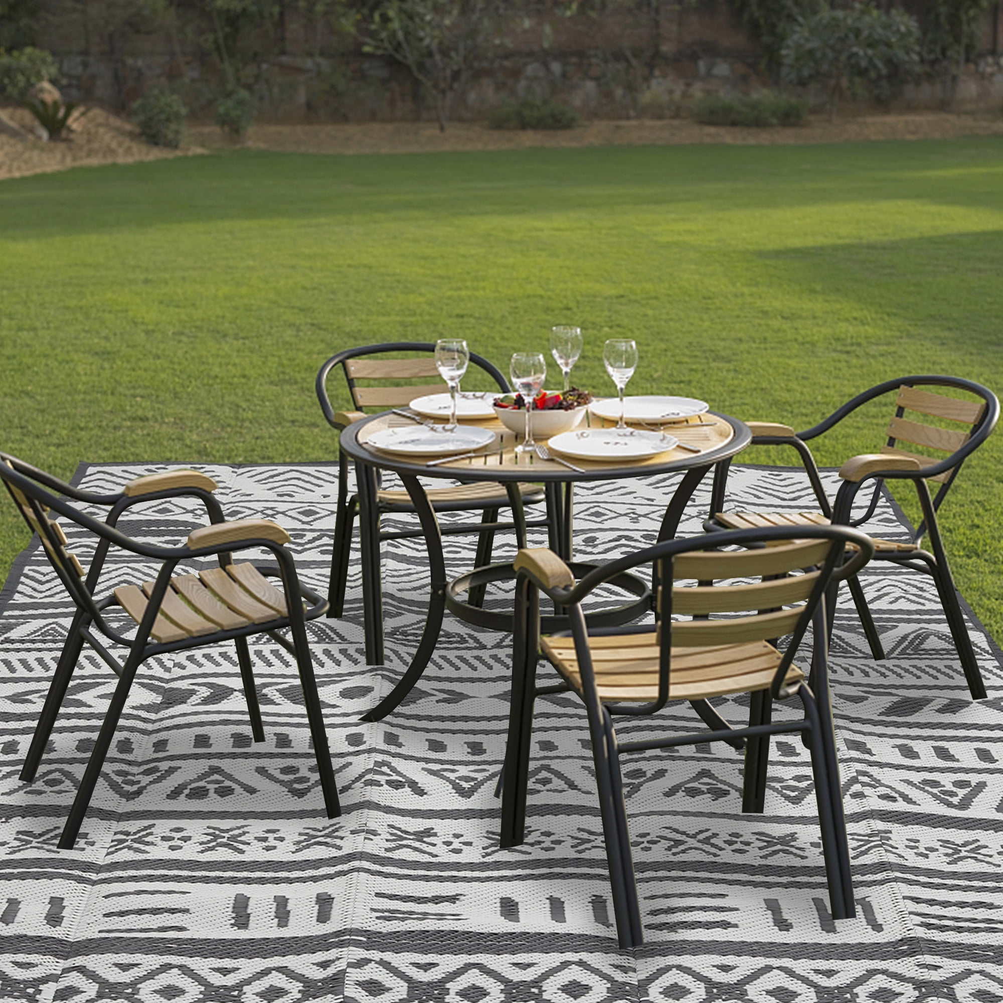 YouLoveIt Outdoor Rug Picnic Mat Picnic Blankets Outdoor Plastic Straw