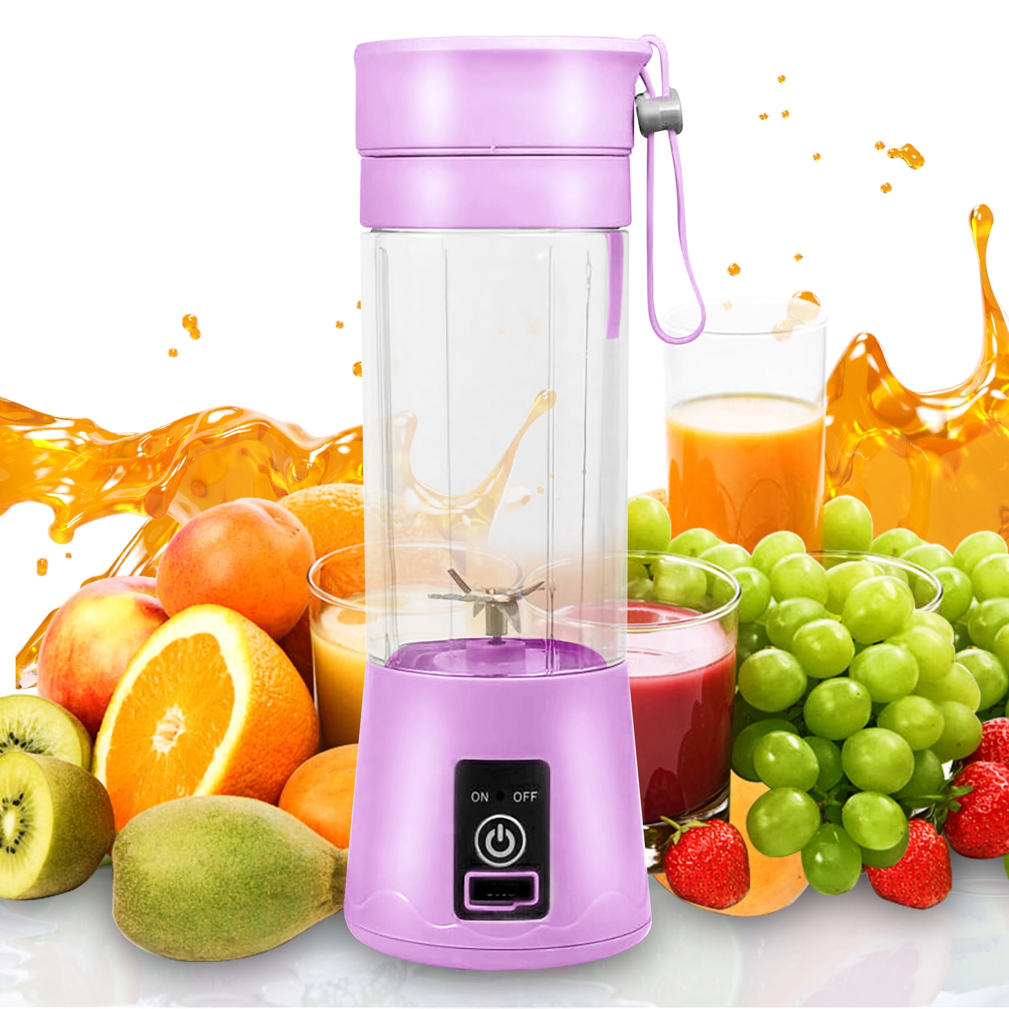 YouLoveIt Portable Blender Juicer Cup USB Juicer Blender 380ml Water Bottle Juicer Machine Mini Travel Personal Blender Baby Food Mixing Machine USB Rechargeable 6 Blades Walmart