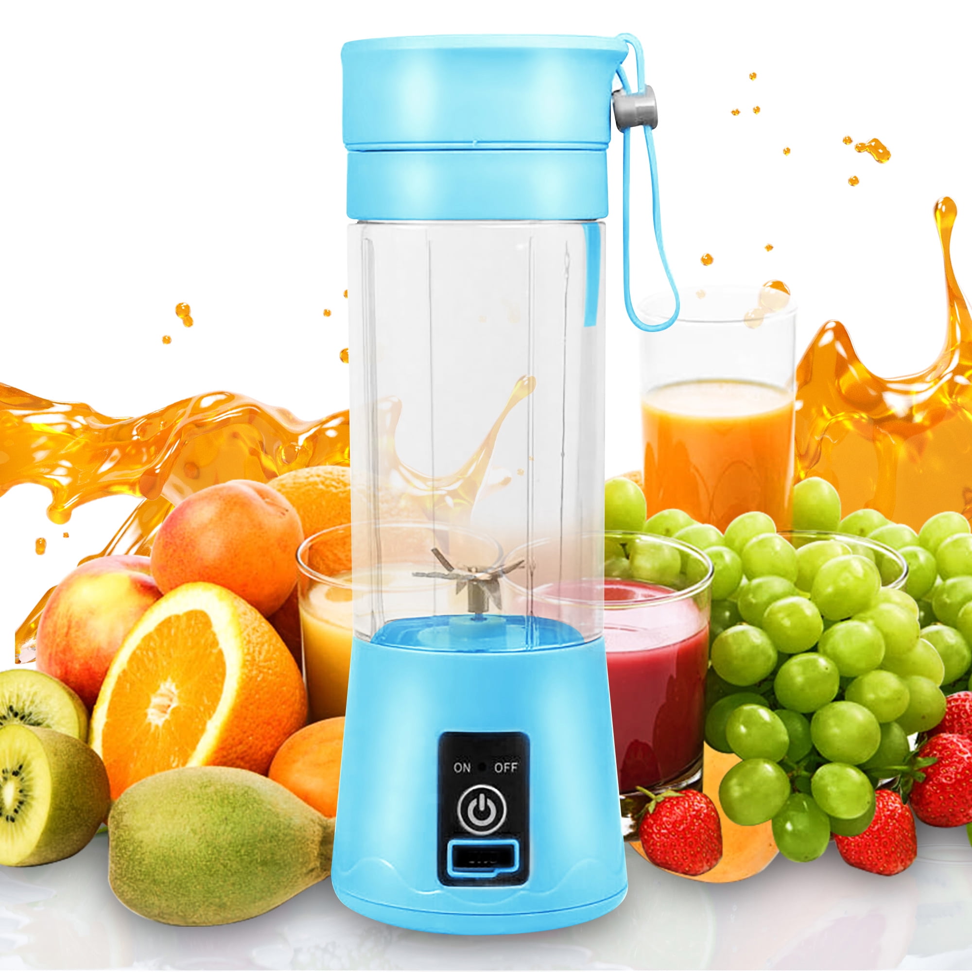 Youloveit 380ml Portable Juicer Cup Mini Blender Smoothie Blender Personal Blender Travel Juicer Bottle USB Rechargeable with Stainless Steel 6-Blades