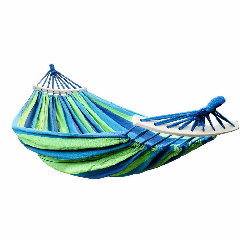 YouLoveIt Portable Camping Hammock 2 Person Cotton Hammock Travel Outdoor Tree Hammock Durable Canvas Fabric Hammock with Carrying Bag for Travel, Beach, Backyard, Camping
