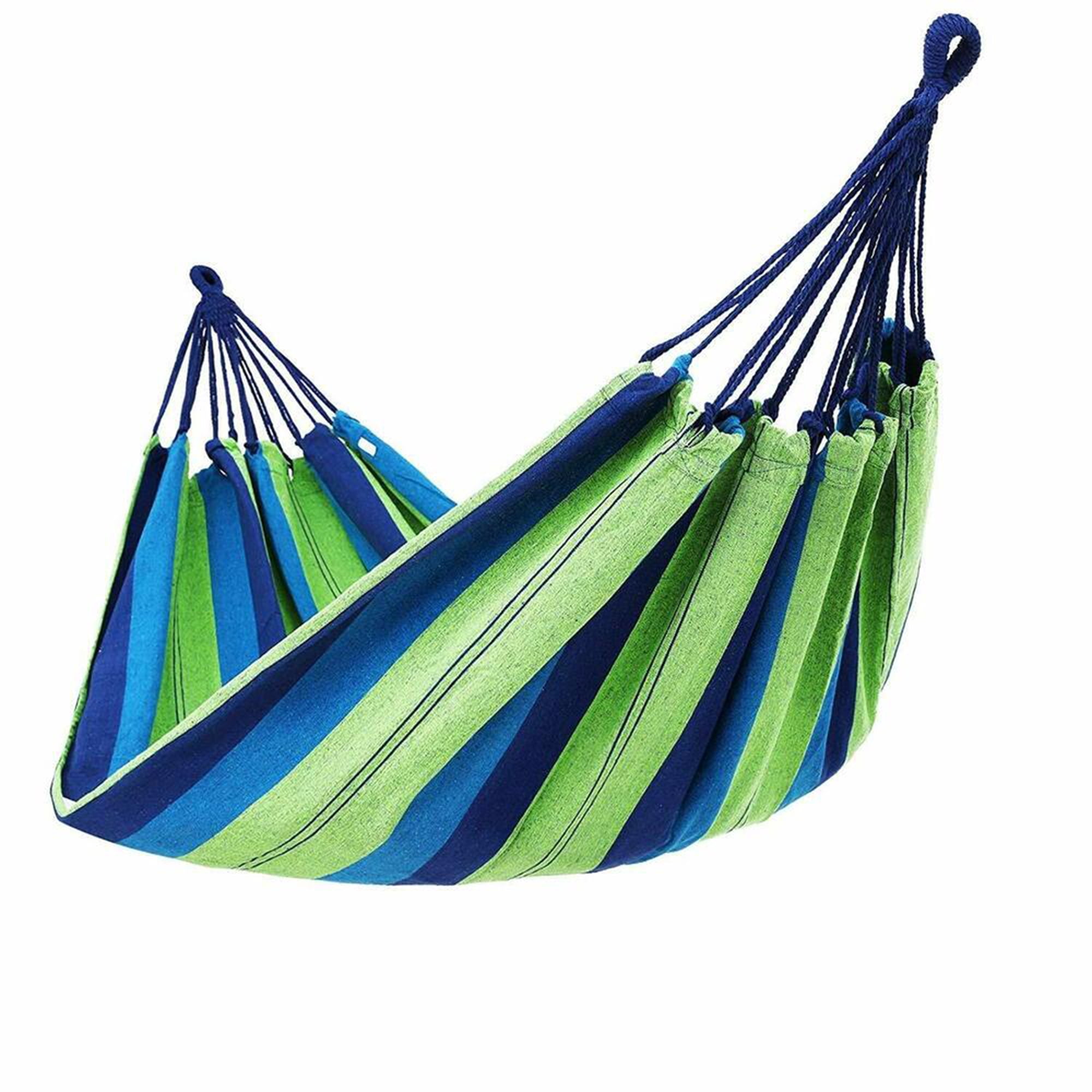 YouLoveIt Portable Camping Hammock 2 Person Cotton Hammock Travel Outdoor Tree Hammock Durable Canvas Fabric Hammock with Carrying Bag for Travel, Beach, Backyard, Camping