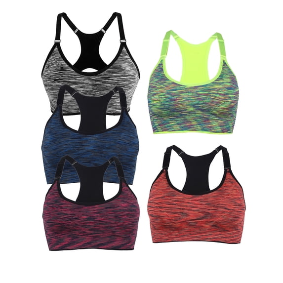 YouLoveIt Racerback Sports Bra, 1/5-pack Women Sport Bra Running Gym Yoga Bras Padded Fitness Tops Tank Workout Tank Top for Yoga Gym Workout Fitness