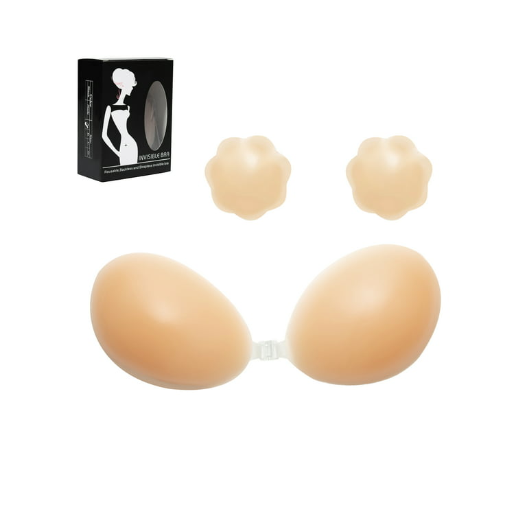YouLoveIt Silicone Invisible Bra Reusable Self Adhesive Breast Lift Push Up  Bras Backless Sticky Silicone Bra Women's Push Up Strapless Backless Bra