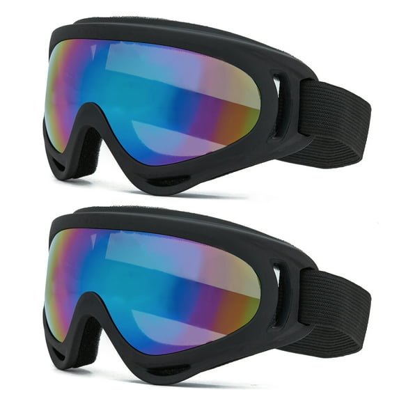YouLoveIt Ski Goggles, 2 Pack Ski Glasses Snowboard Motobike Goggles Ski/Snowboard Goggles Motorcycle Bicycle Glasses Men Women Snow Goggles Glasses, Anti-Glare Lenses