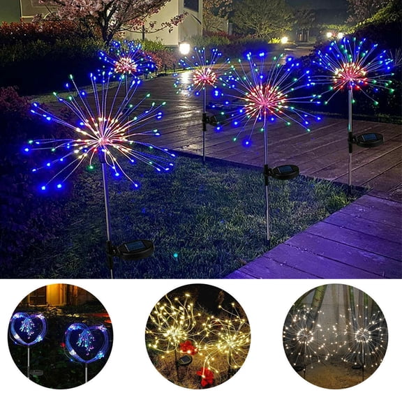 YouLoveIt Solar Firework Lights 100LED/150LED Solar Garden Lights 2 Lighting Modes Solar Lights Outdoor for Garden Patio Walkway Pathway Party Wedding Decorative