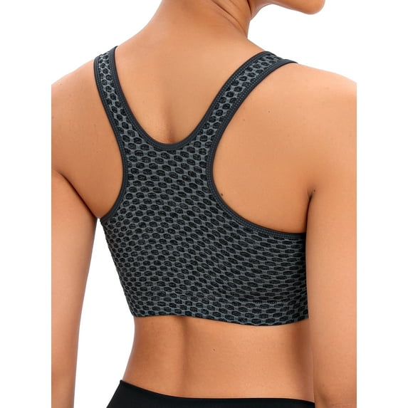 YouLoveIt Sports Bra for Women Front Zipper Closure Sports Bra Padded Yoga Bra Workout Yoga Bra Crop Tops Push Up Bra Workout Yoga Bra Racerback Yoga Bras