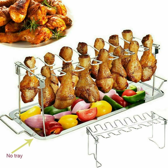YouLoveIt Stainless Steel Drumstick Stand Stainless Steel, Chicken Wing Rack Chicken Drumstick Rack, Chicken Stand for Chicken Drumstick Holder, Grill Rack(No tray)