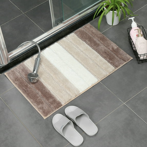 YouLoveIt Striped Microfiber Bathroom Spa Mat Rug Washable Bath Rug Soft Plush Anti-Skid Shower Rug Toilet Mat Super Absorbent mats, 18X25.6", 19.6X31.5", 18X47.2"