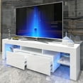 thumbnail image 1 of YouLoveIt TV Stand for TVs 65" 70", Entertainment Center with LED Lights & and Storage Shelves, White/Black High Gloss TV Cabinet Console Table, 1 of 7