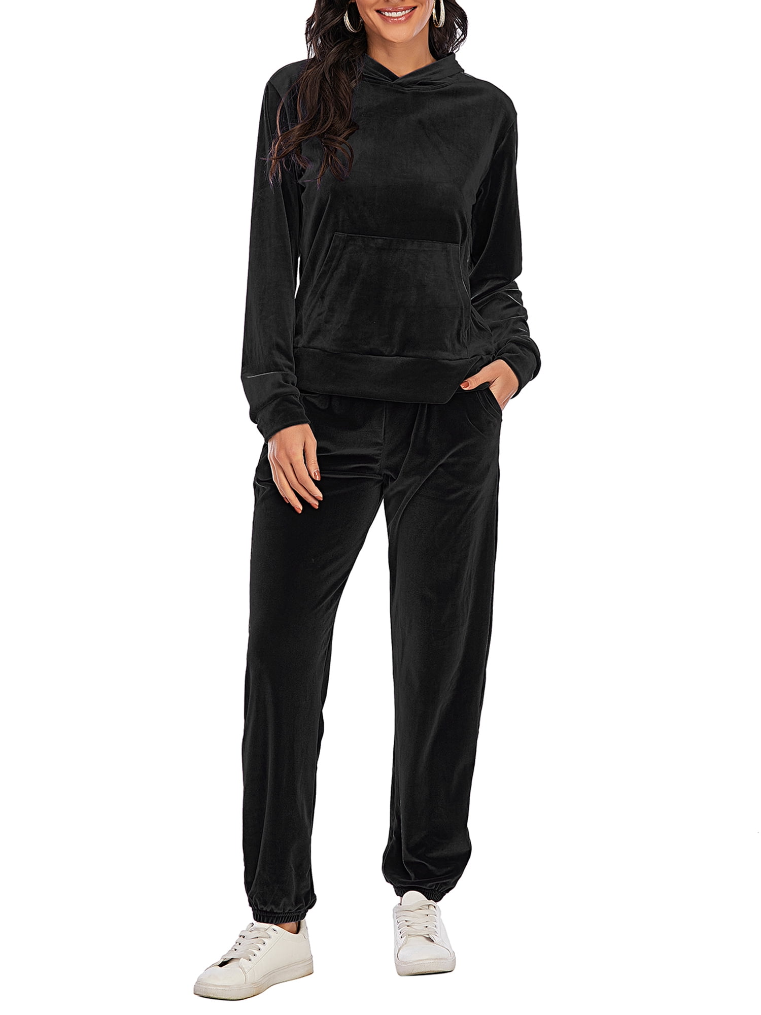Black velvet jogging suit cheap