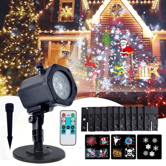 YouLoveIt Waterproof Moving LED Laser Projector Light Remote Control 16Pattern/12Pattern/RGB Projection Light Projector Lamp for Xmas Holiday Garden Party