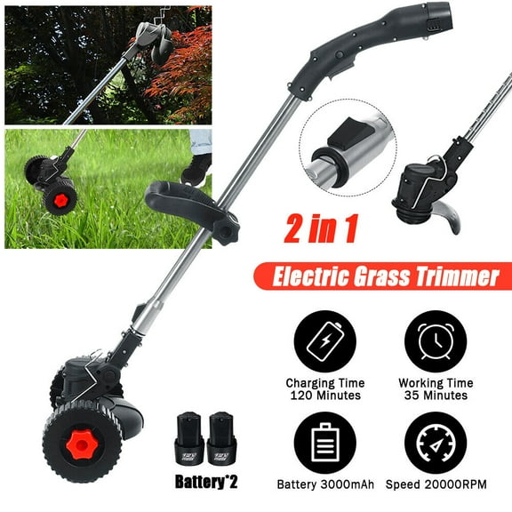 YouLoveIt Electric Weed Eater Lawn Edger Grass String Trimmer Cutter Grass Trimmer Edger Lawn Tool Electric Weed Eater Battery Powered for Garden Yard