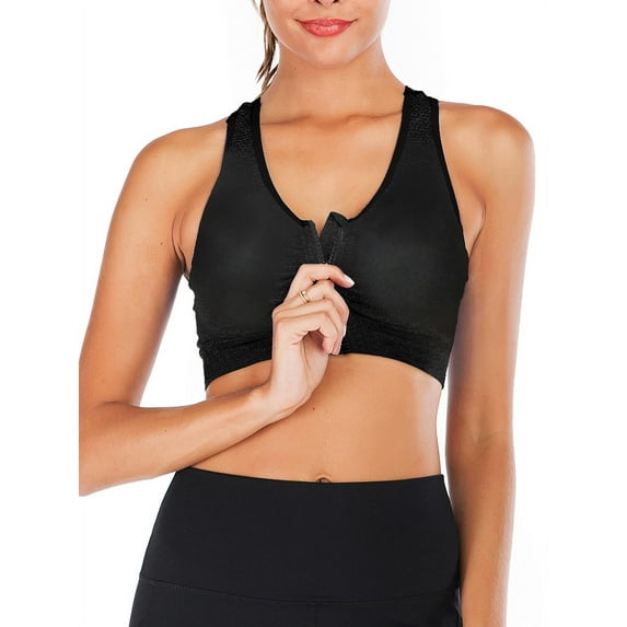 YouLoveIt Women Sports Bra, 3/5pack Front Zipper Closure Sports Bra for Women Yoga Bra Active Gym Yoga Workout Sports Bras Wireless Zip Front Mesh Racerback Sports Bras