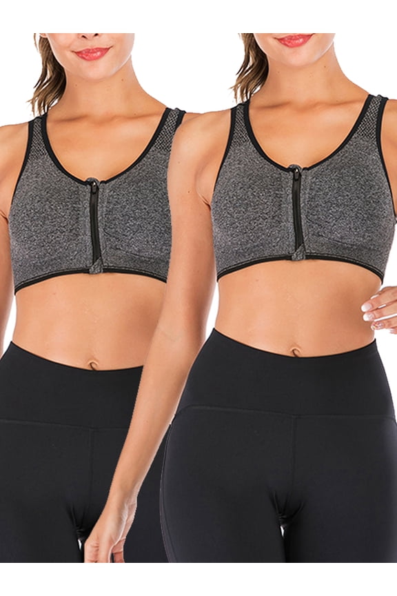 Women Sports Bra Front Zipper Yoga Bras Padded Stretch Fitness Tops Workout Gym Activewear Yoga Bra for Gym Running Workout Fitness