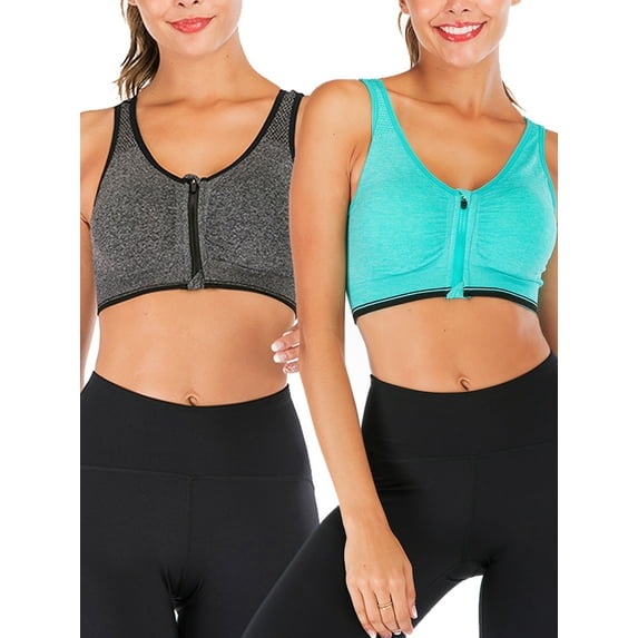 YouLoveIt Women Sports Bra Front Zipper Yoga Bras Padded Stretch Fitness Tops Workout Gym Activewear Yoga Bra for Gym Running Workout Fitness