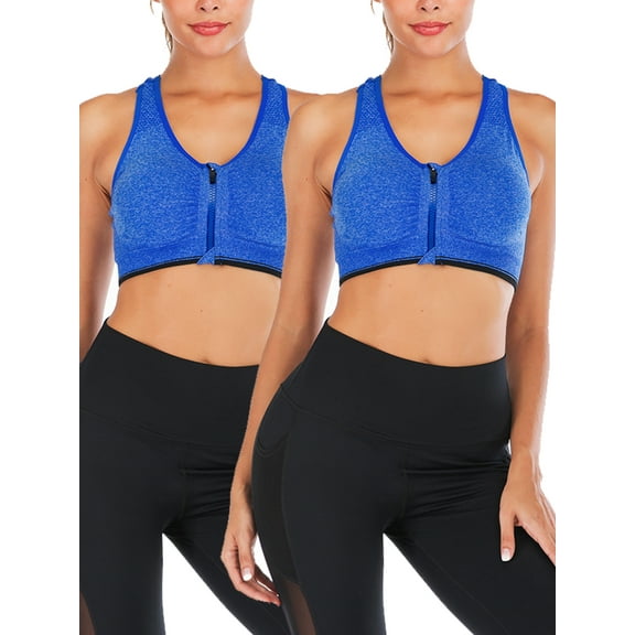YouLoveIt Women Sports Bra Front Zipper Yoga Bras Padded Stretch Fitness Tops Workout Gym Activewear Yoga Bra for Gym Running Workout Fitness