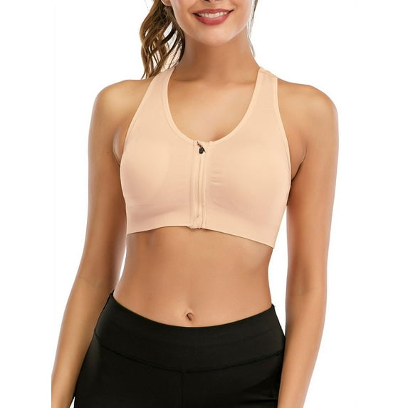 YouLoveIt Women Sports Bra Front Zipper Yoga Bras Padded Stretch Fitness Tops Workout Gym Activewear Yoga Bra for Gym Running Workout Fitness