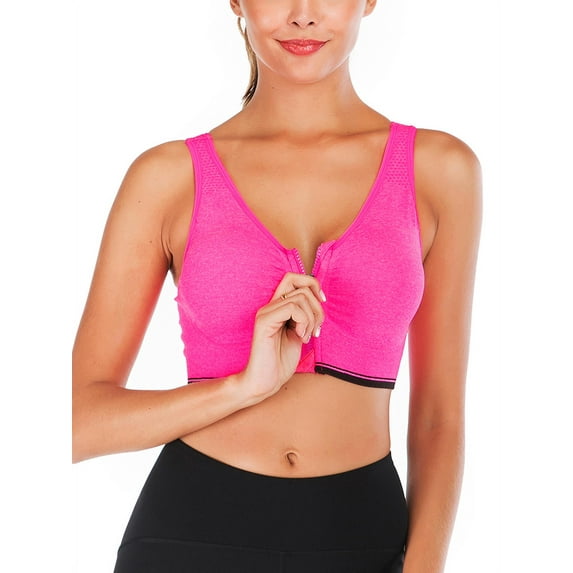 YouLoveIt Women Sports Bra Front Zipper Yoga Bras Padded Stretch Fitness Tops Workout Gym Activewear Yoga Bra for Gym Running Workout Fitness