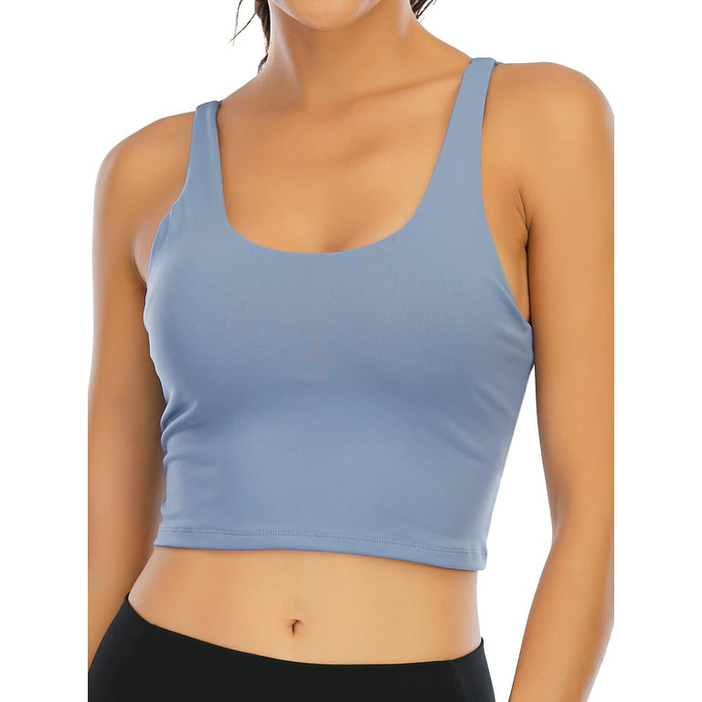 Women's Active Tank Top Strappy Sport Built-in Bra Workout Criss Cross  Wirefree Padded Crop for Gym Running Yoga Fitness Dancing