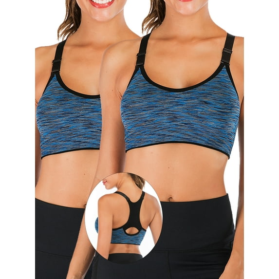 YouLoveIt Women Sports Bras, 2 pack Racerback Sports Bra Middle Impact Active Gym Yoga Workout Sports Bras Wireless Seamless Sports Bra