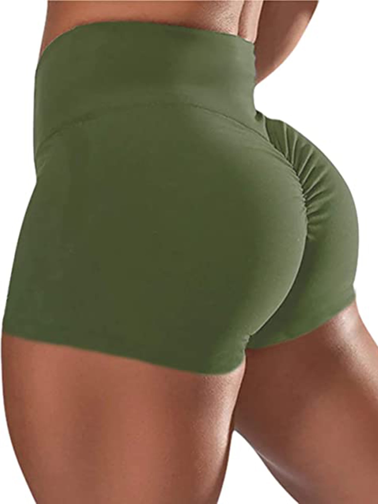 Sexy Dance Women Leggings Butt Lifting Workout Short Pants Tummy Control  Yoga Shorts Stretchy Bottoms High Waist Mini Trousers Lake Green L 