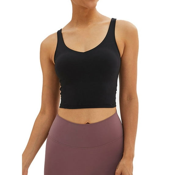 YouLoveIt Women Yoga Vest Seamless Stretch Cami Tank Top Sleeveless Shirts Running Vest Built in Bra Tank Tops for women Jogging Running Workout Fitness