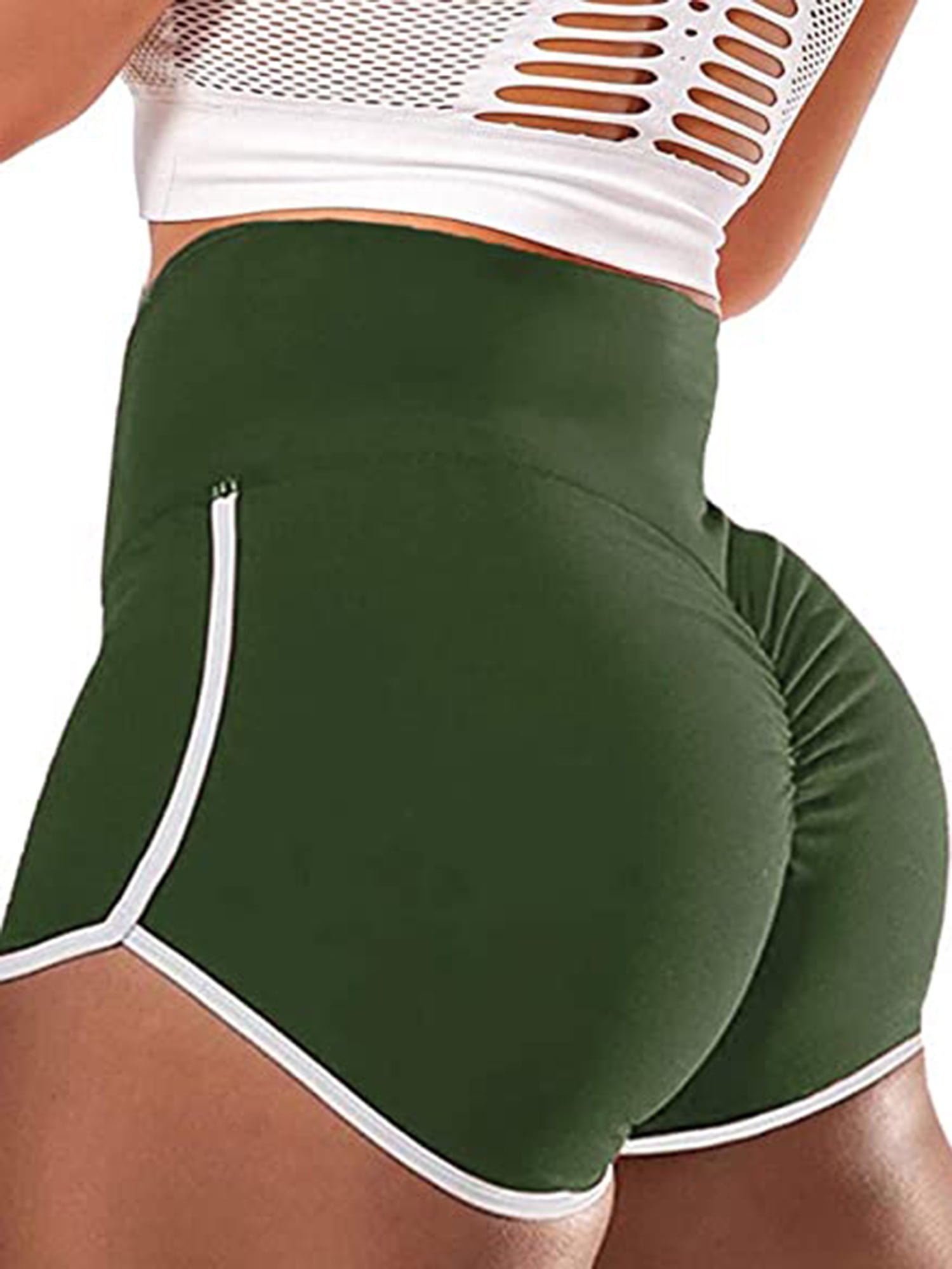Biker Shorts for Womens Butt Lifting Athletic Casual Yoga Shorts Back  Pockets Solid Booty Shorts High Waist Sport Short Pants