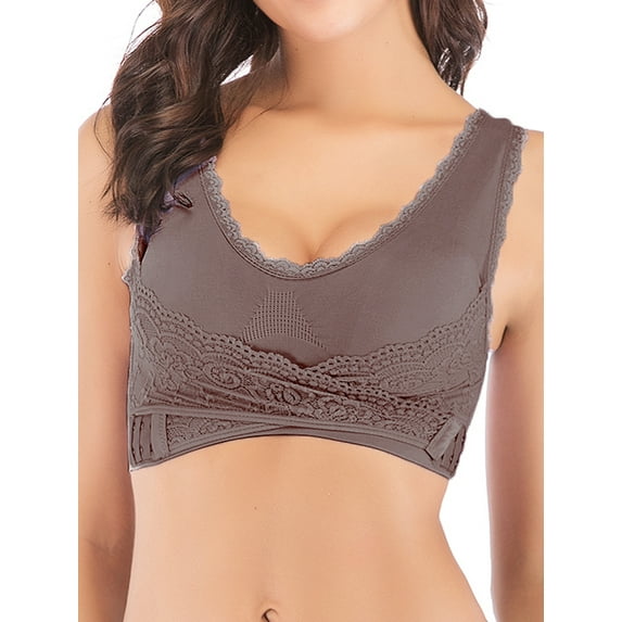 YouLoveIt Women's Seamless Sports Bra Padded Stretch Fitness Tops Workout Sports Bra Cross Front Side Buckle Bra Yoga Workout Sports Bra