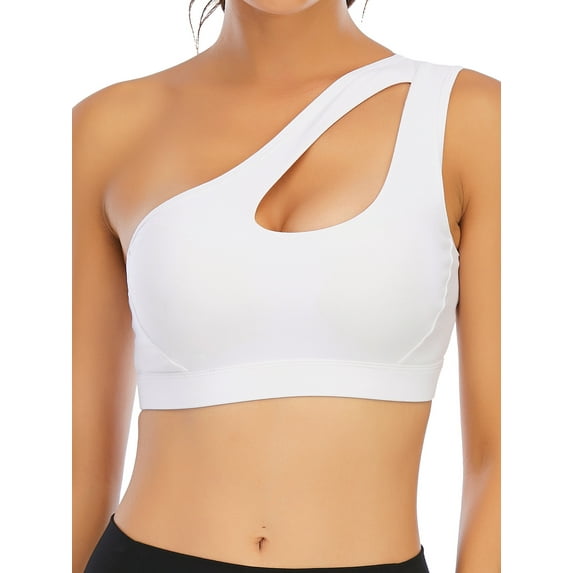 YouLoveIt Women's Seamless Sports Bra Padded Stretch Fitness Tops Workout Yoga Bras One Shoulder Sports Bra Removable Pad Tank Top Yoga Sports Bra Fitness Bra