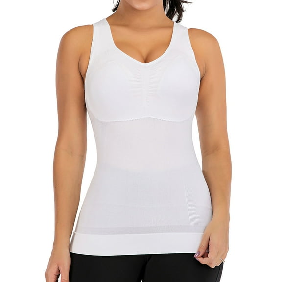 YouLoveIt Women's Slimming Tank Tops Waist Trainer Shapewear Tummy Control Body Shaper Tops Seamless Body Shaper Vest with Removable Pads