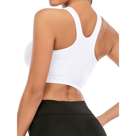 YouLoveIt Women's Sports Bra Front Zipper Closure Sports Bra Racerback Workout Yoga Sports Bras Wireless Zip Front Sport Bra with Mesh Straps