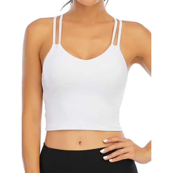 YouLoveIt Women's Sports Bra Stretch Cami Tank Top Padded Wireless Cross Back Yoga Bra Yoga Vest Seamless Short Camisoles Women Tank Top Cami Sport Yoga Bras