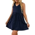 thumbnail image 1 of YouLoveIt Women's Summer Dress Mini Dresses V-Neck Sleeveless Ruffle Dress Loose Fit Ruffle Swing Dress Beach Cover up Plain Dress Summer Mini Dress Solid Color, 1 of 8
