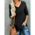 thumbnail image 1 of YouLoveIt Women's V Neck Blouse Tops Tunic Tops Women Long Sleeve V Neck T Shirts Casual Loose Fit Basic Shirt Top Plus Blouse Solid Color Blouse, 1 of 2