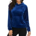 thumbnail image 1 of YouLoveIt Women's Velour Sweatshirt Long Sleeve Soft Hoodie Sweatshirt Winter Warm Pullover Hooded Tops Casual Active Sweatshirt Jacket Coat Velvet Sweatshirt Plus Size, 1 of 6