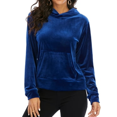 YouLoveIt Women's Velour Sweatshirt Velour Hooded Pullover Hoodie Jacket Coat Long Sleeve Velvet Sweatshirt Jumper Tops Sport Outwear Tops Hooded Jacket Jogging Full Zip Hoodie Top (Only Top)
