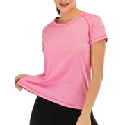 YOULOVEIT Women's Workout Top Athletic Shirts Sport Activewear Tee Quick Dry Slim Fit Sports Yoga T-Shirts Performance T-Shirt Crewneck Tees T Shirts