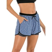 YouLoveIt Women's Yoga Shorts 2-in-1 Sports Yoga Shorts Double-layer High Waist Workout Yoga Shorts Pants Elastic Waistband Summe Beach Shorts Athletic Sweatpants with Pockets