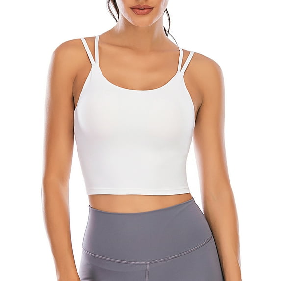 YouLoveIt Women's Sports Bra Stretch Cami Tank Top Padded Wireless Cross Back Yoga Bra Yoga Vest Seamless Short Camisoles Women Tank Top Cami Sport Yoga Bras