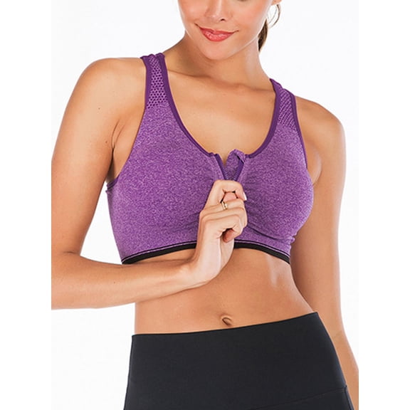 YouLoveIt Women's Zipfront Padded Sports Bra Racerback High Impact Seamless Sport Bra Padded Stretch Fitness Tops Zipper Yoga Bras Workout Fitness Yoga Bras