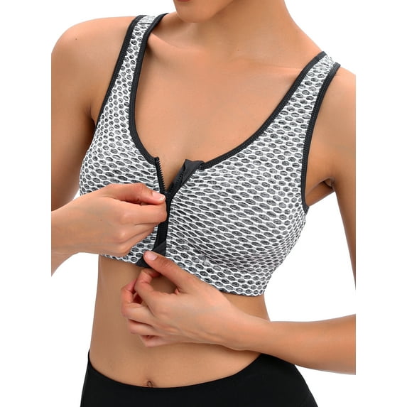 YouLoveIt Women's Zipfront Racerback Sports Bra High Impact Support Tank Tops Breathable Workout Yoga Bras Active Yoga Sport Yoga Bra Running Gym Yoga Bras