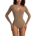thumbnail image 1 of YouLoveIt Womens Bodysuit Shapewear One Piece Long Sleeve Square Neck Tops Bodysuits Shirt Tops Tummy Control Seamless Shapewear for Women, 1 of 8