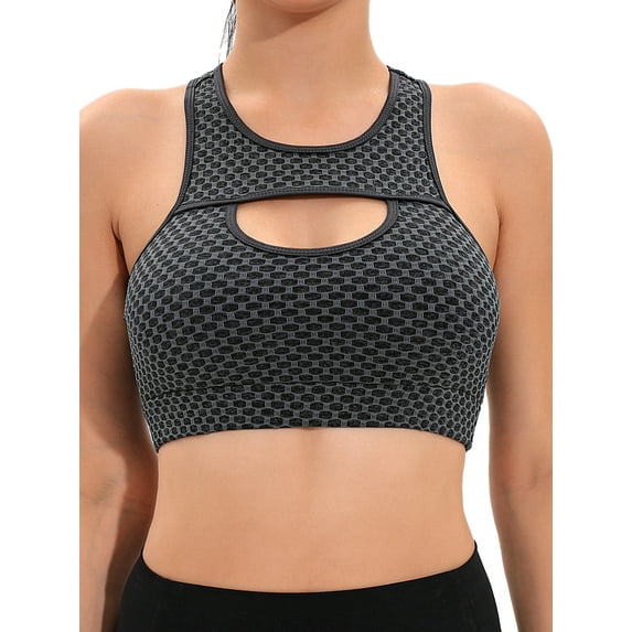 YouLoveIt Women's Sports Bra Racerback Hollow Out Running Bra Push Up Wirefree Yoga Bras Gym Workout Yoga Bra Top Sports Bra with Removable Padded Cups