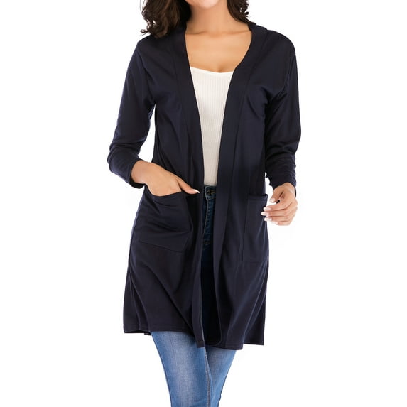 YouLoveIt Womens Long Sleeve Cardigan Open Front Loose Tops Casual Long Cardigan Overcoat Asymmetrical Hem Women Outerwear Cardigan with Pocket