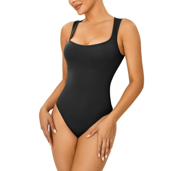 YouLoveIt Womens One Piece Corset Shapewear Seamless Body Shaper Abdominal Lifter Hip Shaper Sleeveless Tops Square Neck Tank Top Shapewear Bodysuits