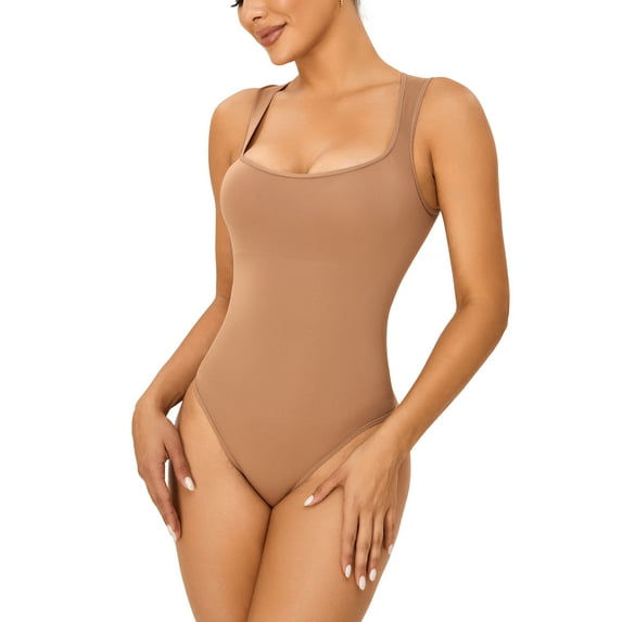YouLoveIt Womens One Piece Corset Shapewear Seamless Body Shaper Abdominal Lifter Hip Shaper Sleeveless Tops Square Neck Tank Top Shapewear Bodysuits