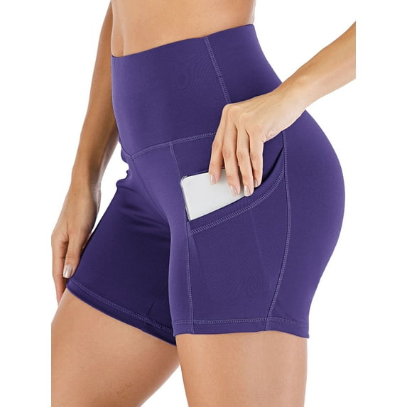 YouLoveIt Womens Yoga Shorts Butt Lifting Yoga Shorts High Waist Tummy Control Yoga Leggings Solid Color Yoga Running Shorts Yoga Short Leggings Stretch Ruched Hot Shorts with Pockets
